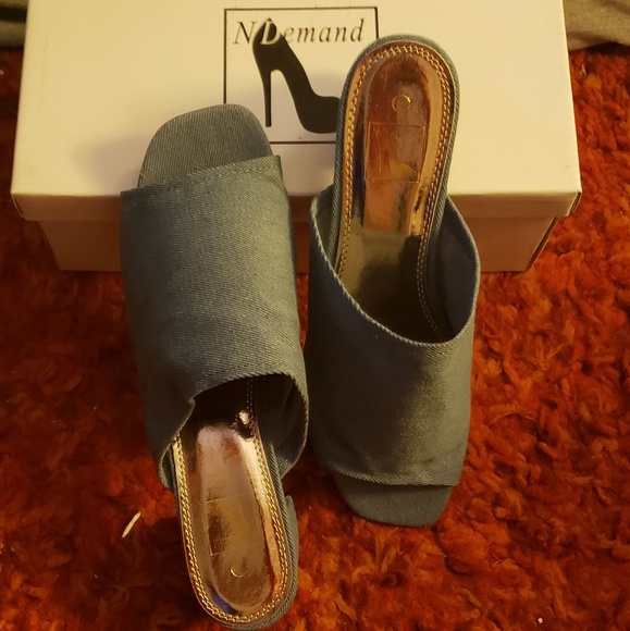 Denim Blue Slip On Sandals for Women - Picture 2 of 5